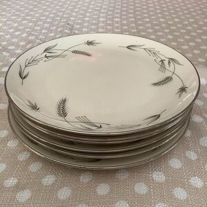Six Vintage Taylor Smith & Taylor Co. Taylorton Silver Wheat  8” Lunch Plates